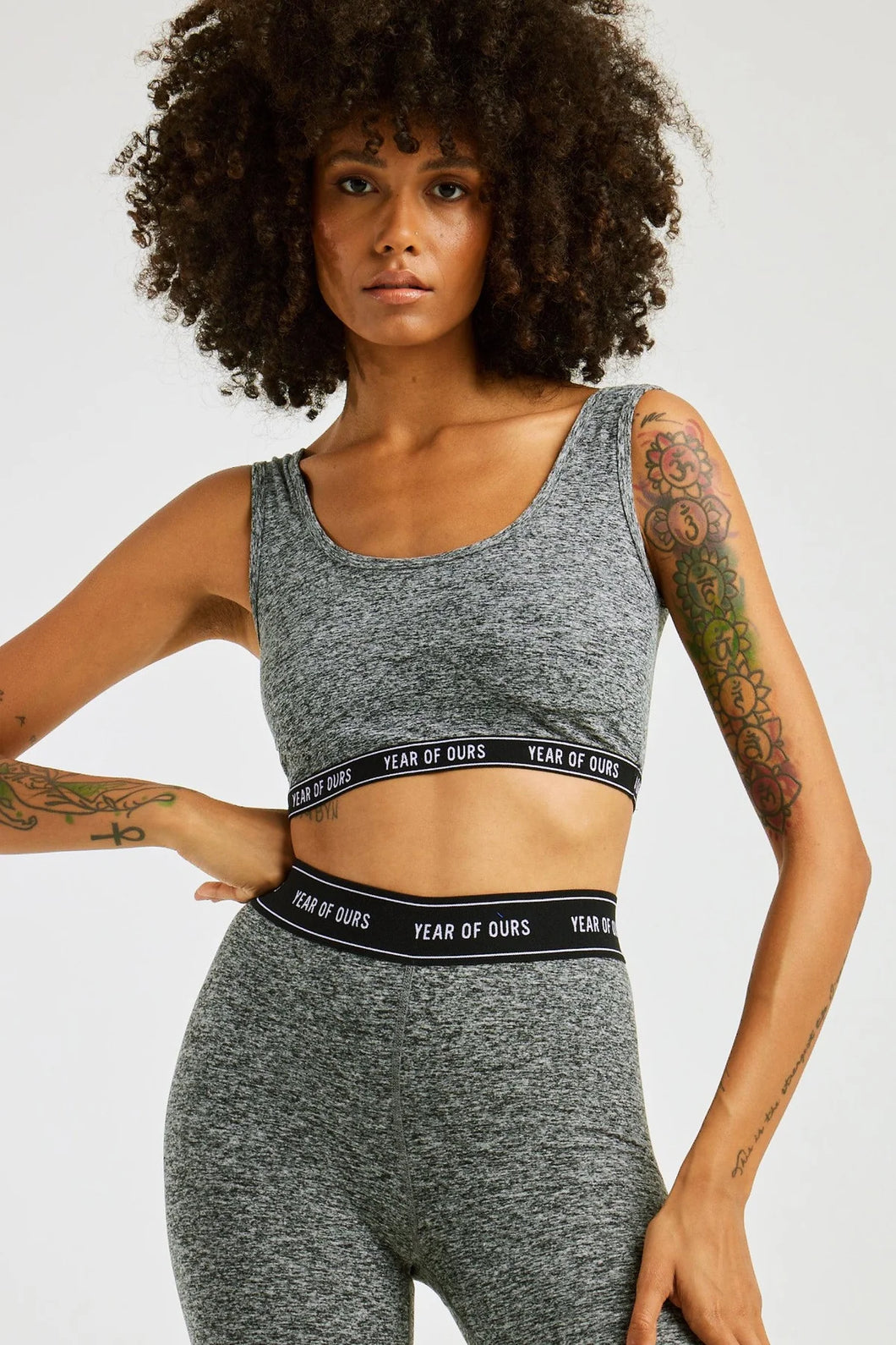 Year of Ours Stretch Logo Bralette - Heather Grey
